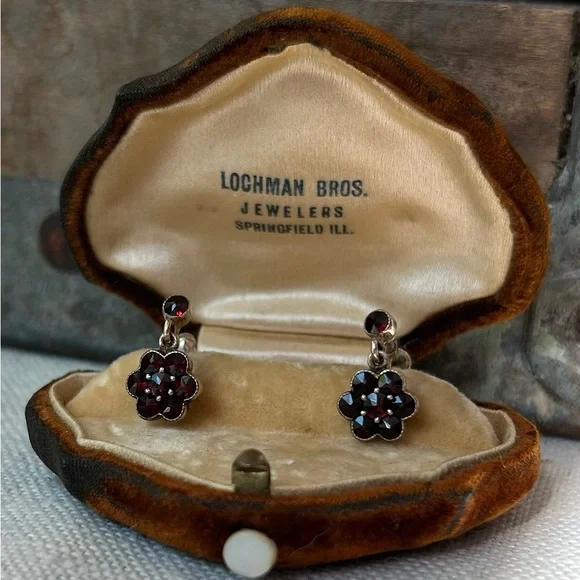 Antique Garnet Gold Gilt Eearrings